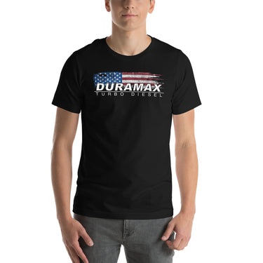Duramax T-shirt With Patriotic Design modeled in black